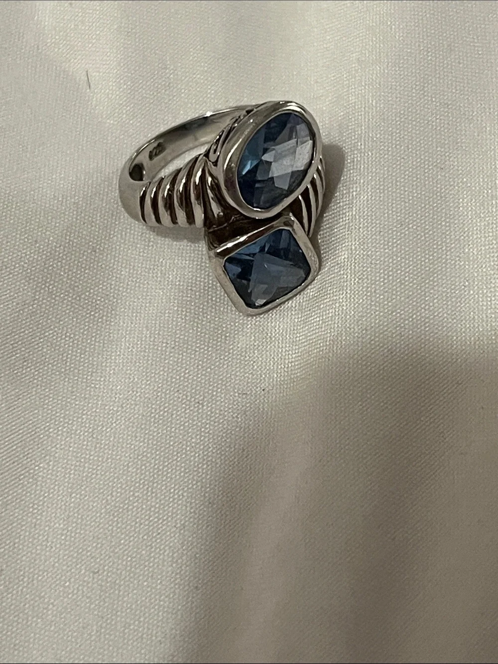 Blue Topaz Sterling Silver Bypass Ring